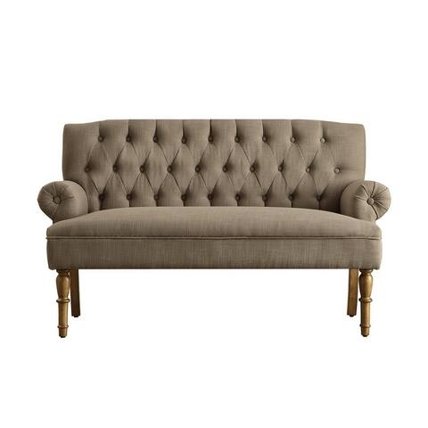 Moser Bay Arete Upholstered Tufted Settee Chesterfield Style Loveseat, Velvet or Linen