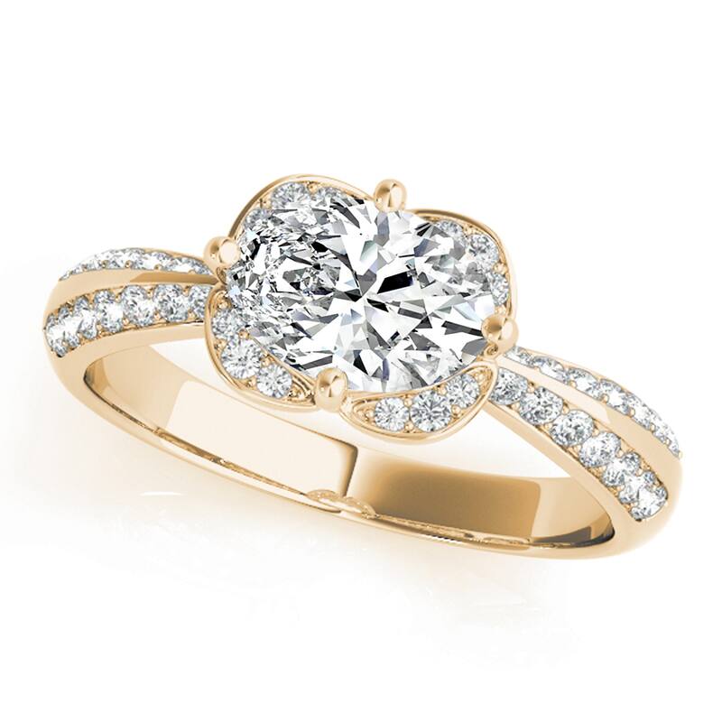 Auriya 14k Yellow Gold Lab Grown Oval Diamond Halo Engagement Ring 0.50 to 5.00 ct. tw. (F-G VS) - 1.75 ct. center - 5