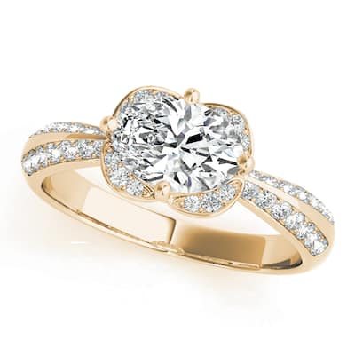 Auriya 14k Yellow Gold Lab Grown Oval Diamond Halo Engagement Ring 0.50 to 5.00 ct. tw. (F-G VS)