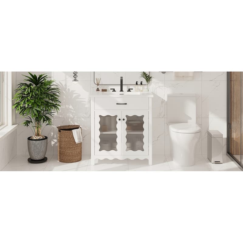 Bathroom Vanity with Tempered Glass