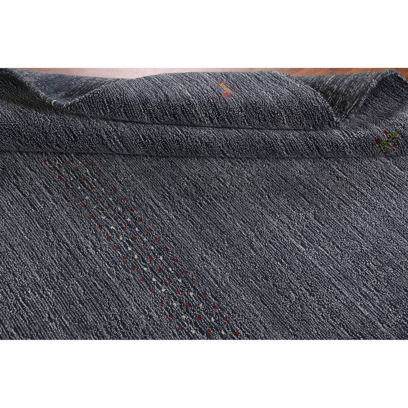 Hand Knotted Oriental 100% Wool Carpet Tribal Animal Pictorial Navy Blue & Blues Gabbeh Area Rug - 7' 7'' X 5' 3''