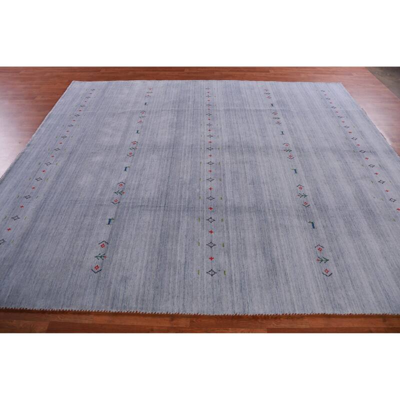 Hand Knotted Oriental 100% Wool Carpet Tribal Animal Pictorial Navy Blue & Blues Gabbeh Area Rug - 9' 9'' X 8' 2''