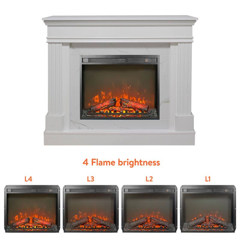 44" Electric Fireplace with Mantel,23" Fireplace Insert Heater, Realistic Log and Flame Effect, Remote Control, Timer