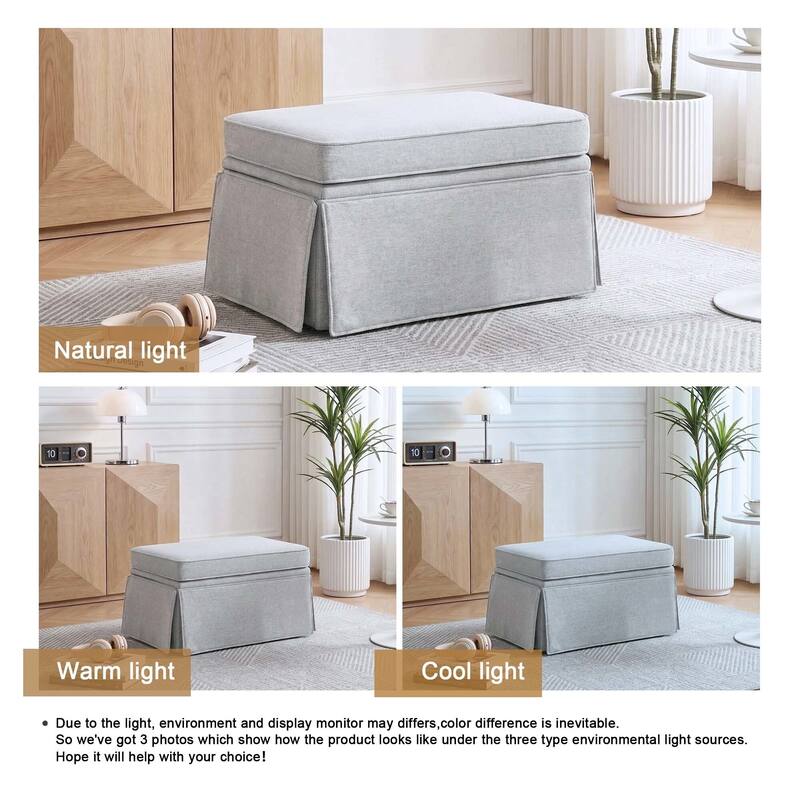 Rectangle Chenille Upholstered Storage Ottoman