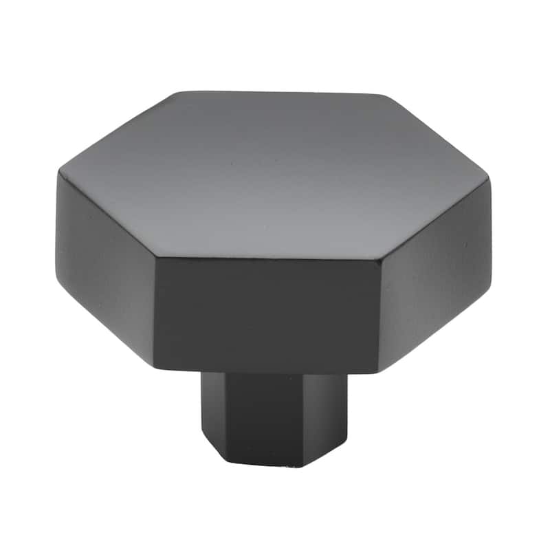 GlideRite 10-Pack 1-1/2 Inch Solid Hexagon Cabinet Knob Matte Black