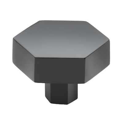 GlideRite 10-Pack 1-1/2 Inch Solid Hexagon Cabinet Knob Matte Black