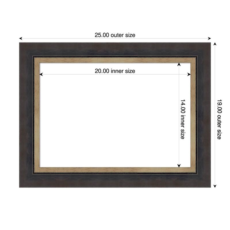 Amanti Art Hammered Charcoal Tan Framed Dry Erase Magnetic Board - 25 x 19 in