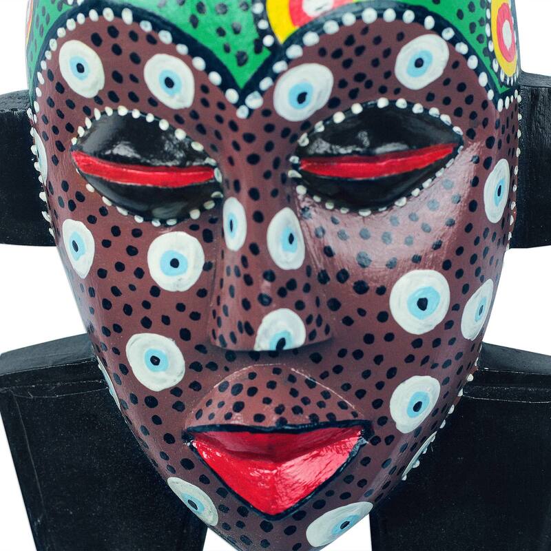 Handmade Colorful Gidigidi African wood mask (Ghana)