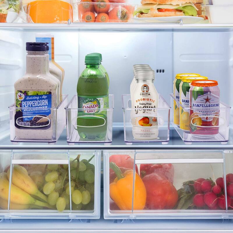 Plastic Storage Bins Stackable Clear Pantry Organizer Box Containers