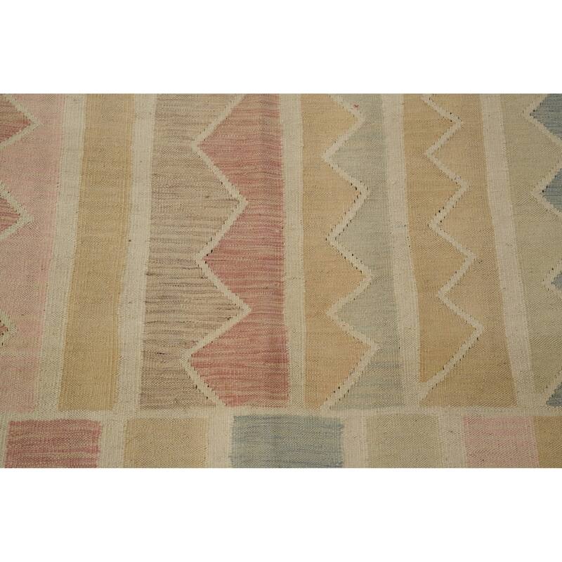 Hand Woven Oriental 100% Wool Carpet Southwestern Tribal Multi-Colored Kilim Area Rug - 9' 9'' X 6' 7''