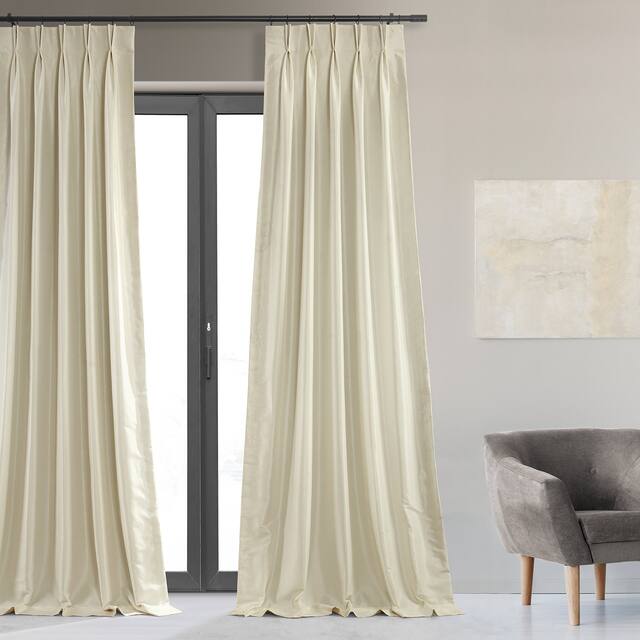 Exclusive Fabrics Solid Faux Dupioni Pleated Blackout Curtain Panel