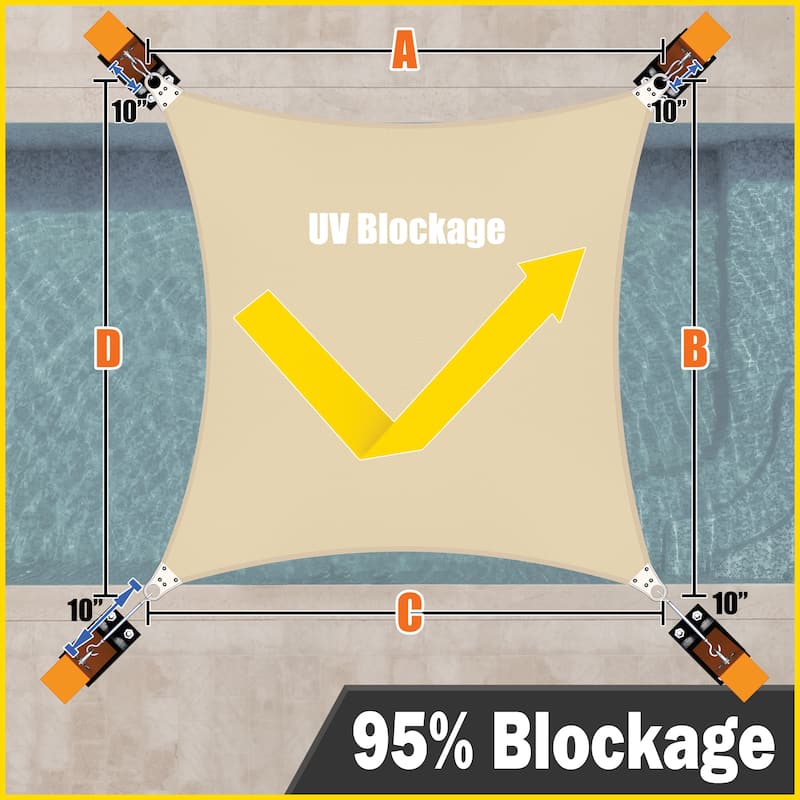 ColourTreeUSA Rectangle Sun Shade Sail Reinforced Super Ring HDPE Mesh Fabric Screen Canopy UV Block 260 GSM