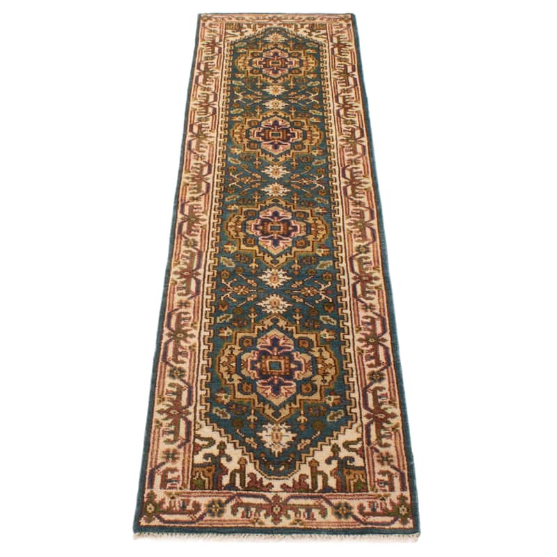 ECARPETGALLERY Hand-knotted Serapi Heritage Teal Wool Rug - 2'5 x 10'1