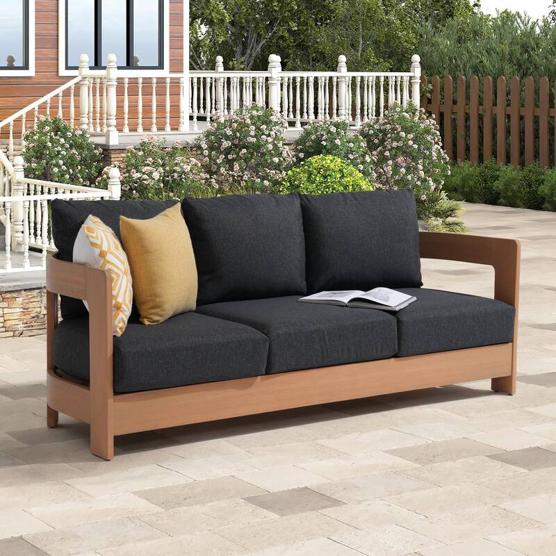 Outdoor 3-Seat Outdoor Sofa Solid Wood Eucalyptus
