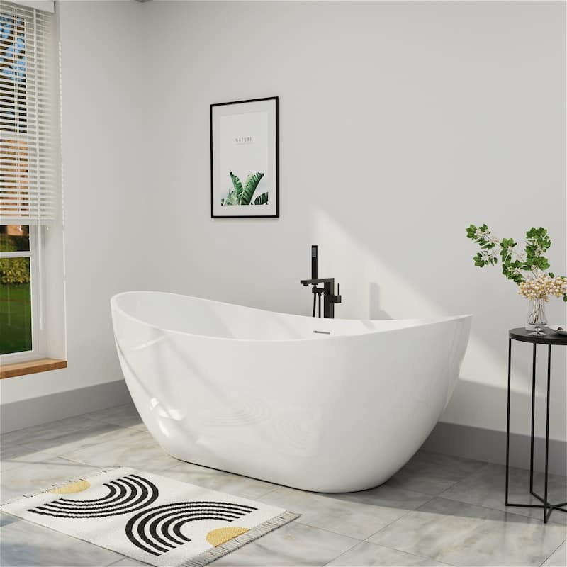 62 in. Acrylic Freestanding Soaking Slipper Bathtub