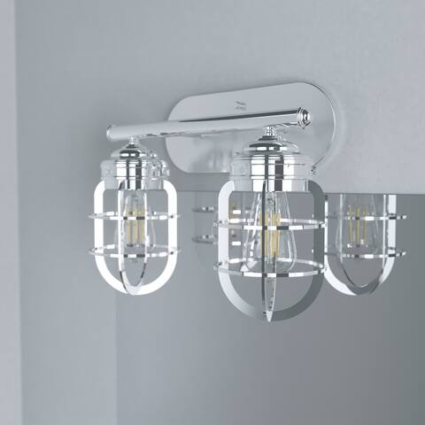 Hunter Starklake 2 Light Vanity Wall Light, Industrial, Cage, Rustic