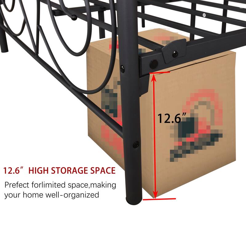 Canopy Metal Bed Frame with Vintage Style Headboard & Footboard ，Easy DIY Assembly All Parts Included