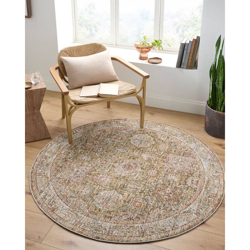 Livabliss Traditional Naila Medallion Area Rug - 2'7" x 7'3" - Brown/Olive