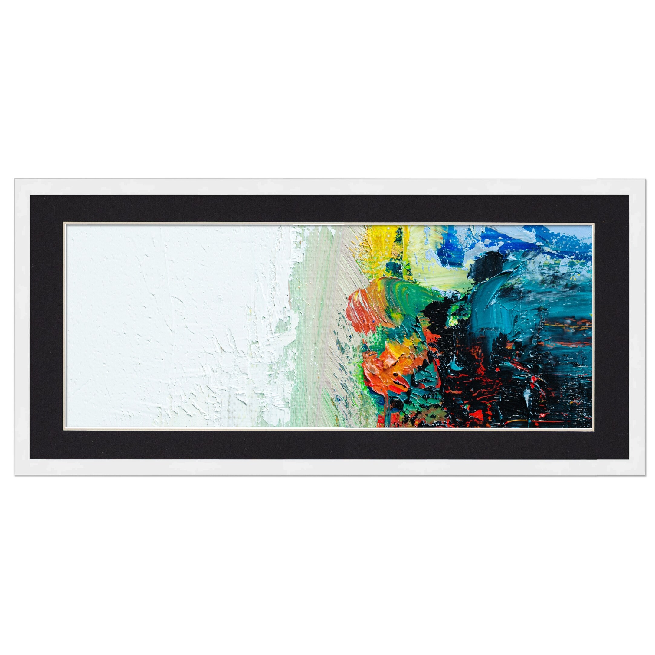 12x36 Frame with Mat White 16x40 Frame Wood Made to Display Print or Poster Measuring 12 x 36 Inches with Black Photo Mat