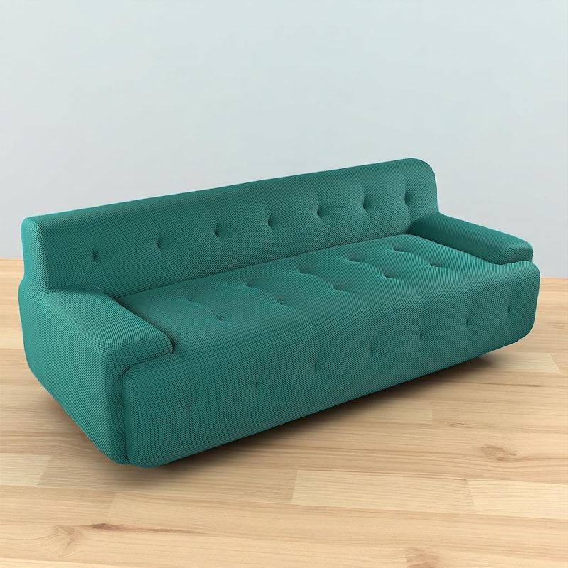 86.2" Upholstered Sofa, Minimalist Tufted Design, 3-Seater, Foam + Pocket Spring