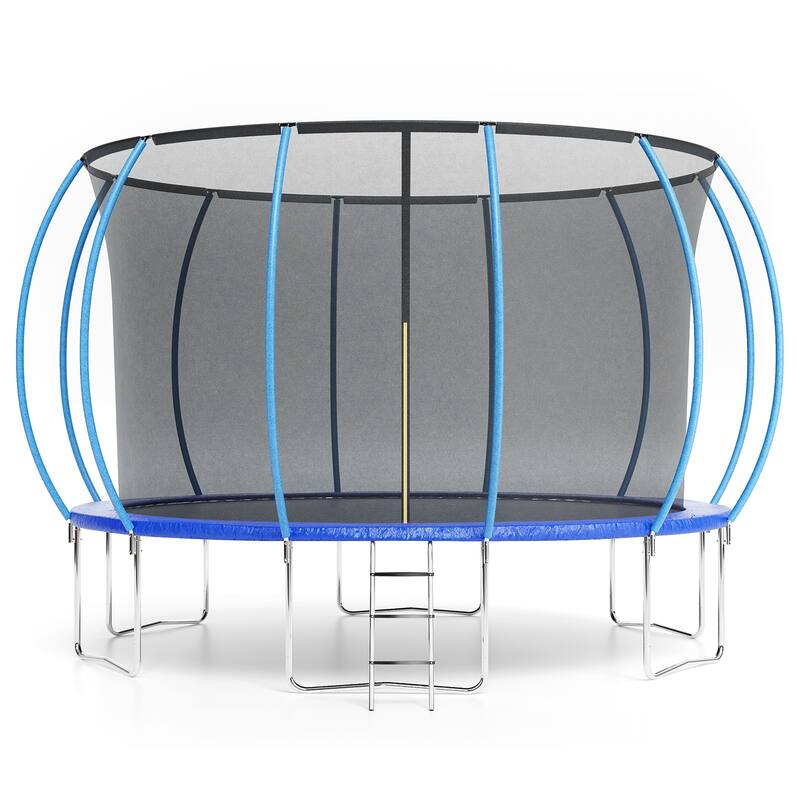 Trampolines for Kids Adults with Enclosure Ladder for Outdoor Jump - Blue - 14FT