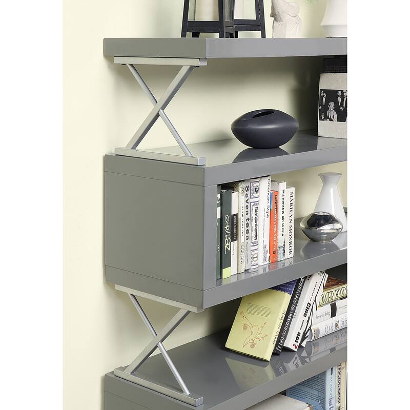 Loop Contemporary Metal 4-Tier Open Back Bookcase by Furniture of America