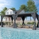 preview thumbnail 84 of 188, EROMMY Outdoor Louvered Pergola Gazebo with Adjustable Aluminum Rainproof Roof 12'x24' - Dark Gray
