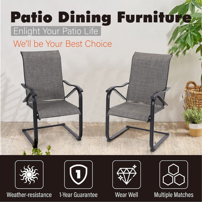 3-Piece Patio Dining Set, Small Square Coffee Table & C Spring Motion Chairs, Outdoor Conversation Sets