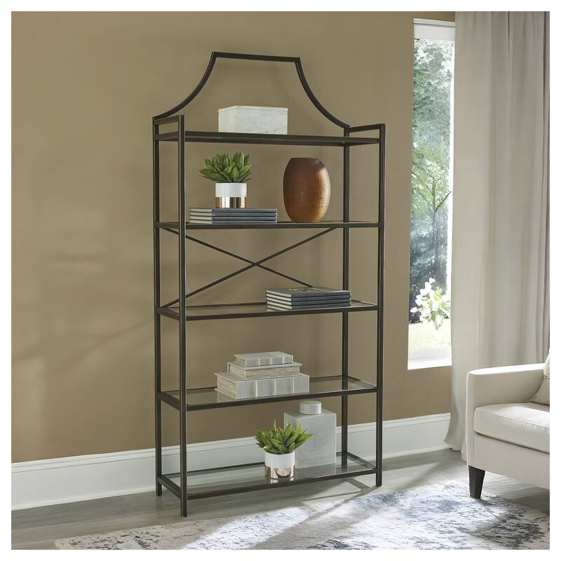 Signature Design by Ashley Bernonly Brown 72" Bookcase - 36" W x 12" D x 71.88" H - 36" W x 12" D x 71.88" H - Brown
