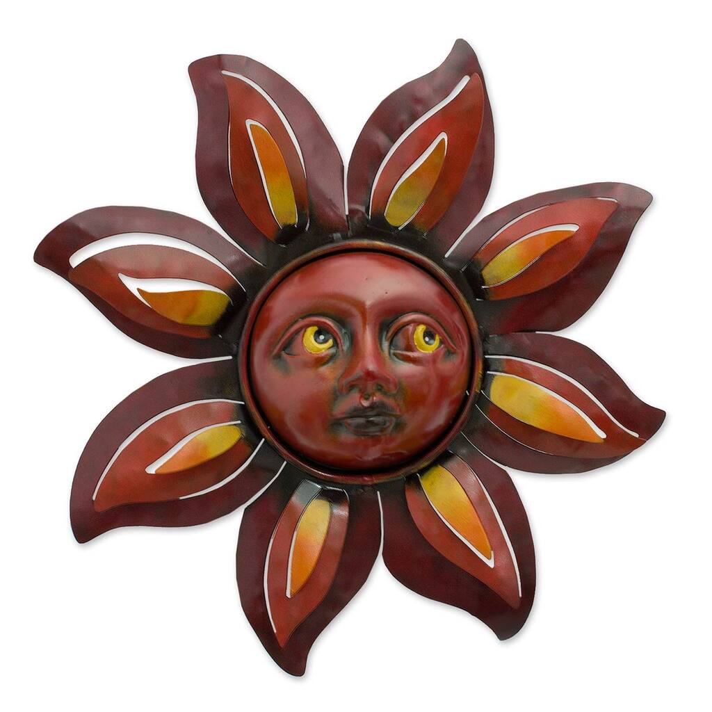 Iron 'Floral Sun' Wall Sculpture
