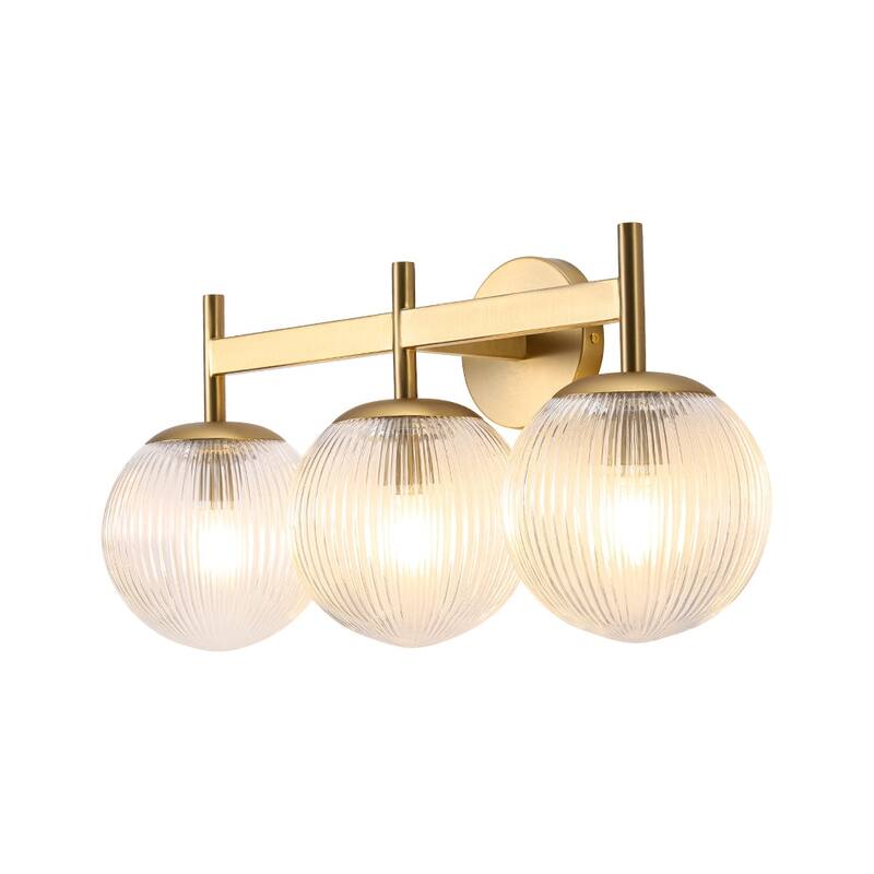 3-Light Sleek Modern Dimmable Ribbed Glass Vanity Light - 21.9 in