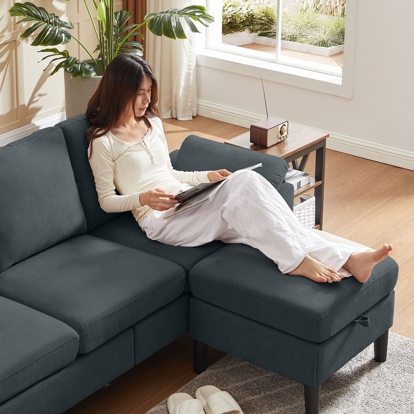 Modern Sectional Sofa Couch L Shaped with Removable Armrest Convertible Couch with Reversible Ottoman for Living Room Bed Bath Beyond 36983057