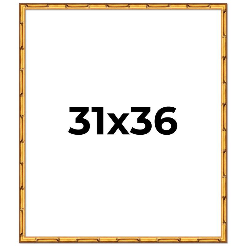 31x36 Frame Gold Bamboo Picture Frame Modern Photo Frame Includes UV Acrylic Shatter Guard Front Acid Free Foam Backing Board