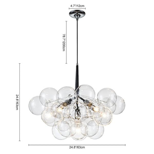 6-Light Cluster Glass Globe Bubble Chandelier - 25in