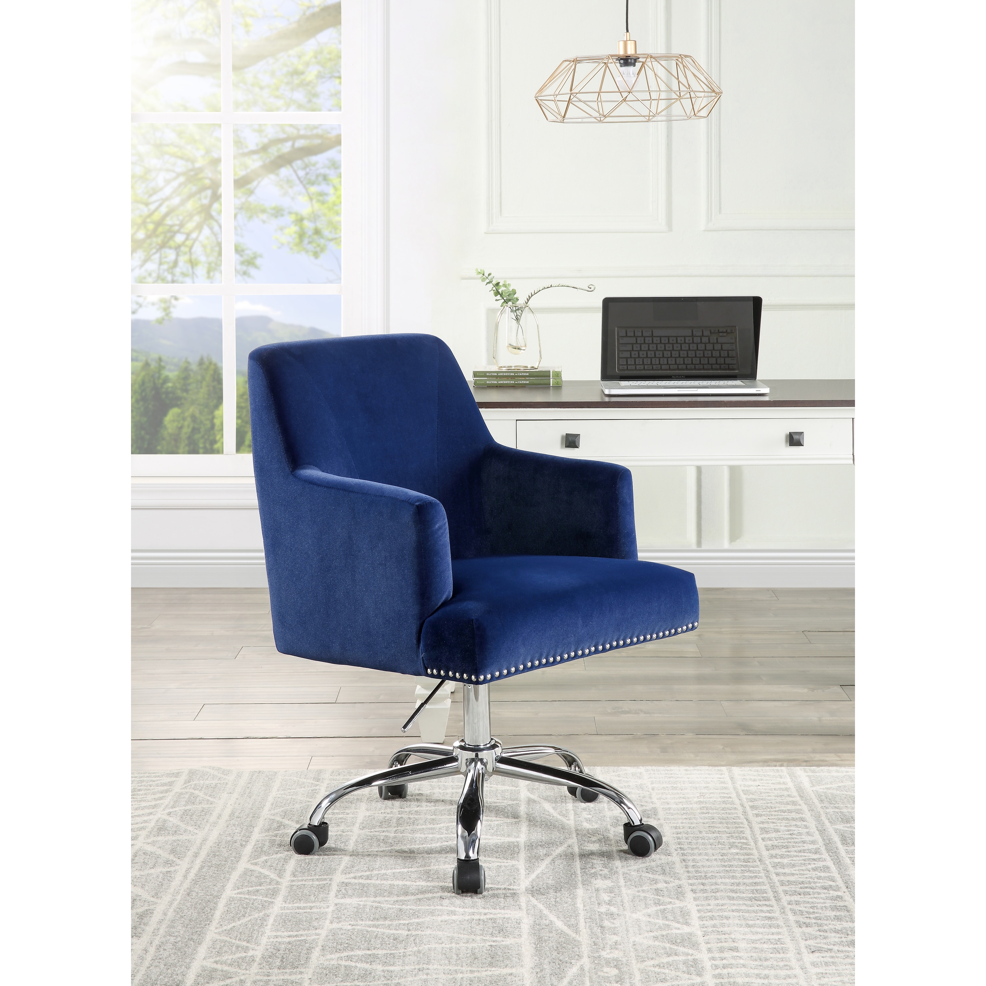 Blue velvet task chair deals