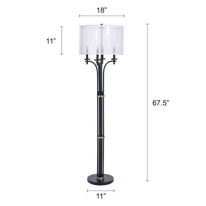 StyleCraft Bellamy Candelabra Floor Lamp - Corcy Gold & Black - White Shade