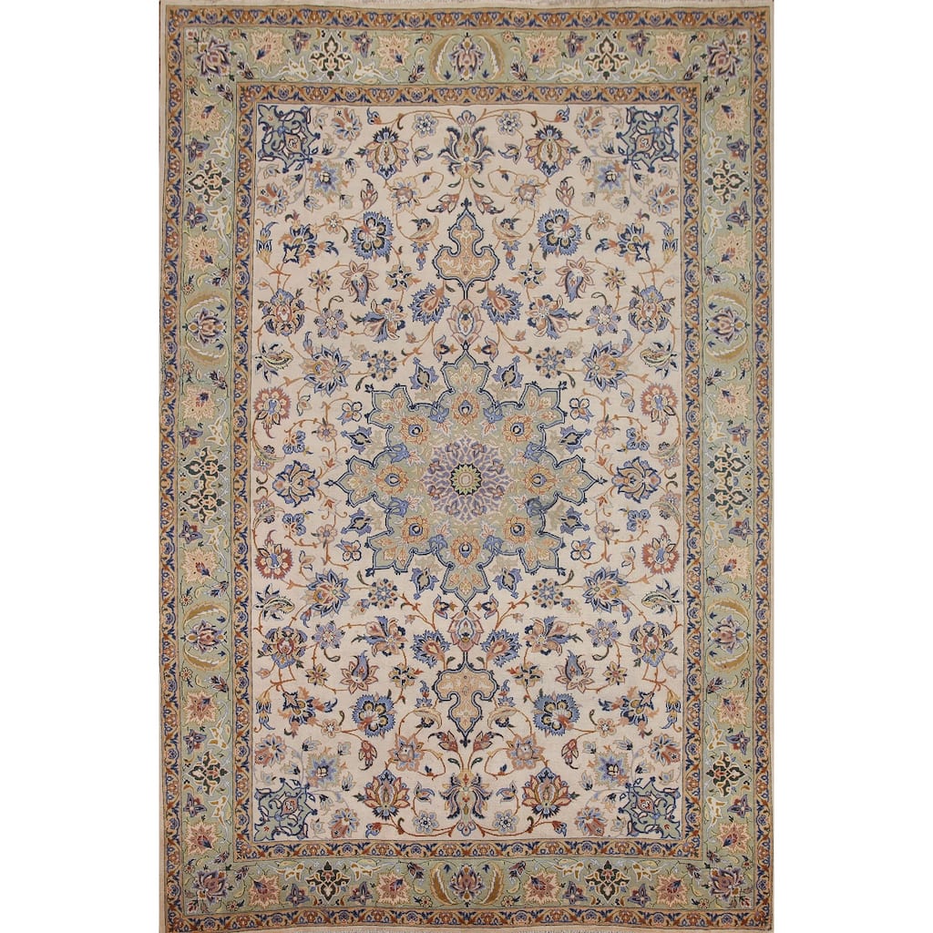 Hand Knotted Oriental 100% Wool Carpet Traditional Floral Beige & Ivories Najafabad Area Rug - 10' 9'' X 8' 2''