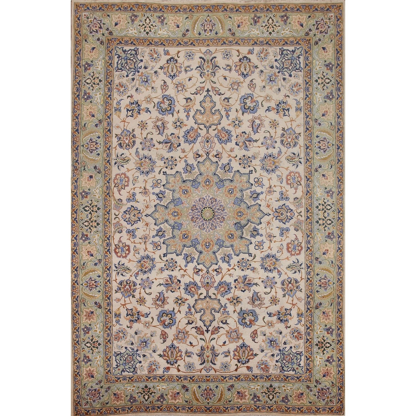 Hand Knotted Oriental 100% Wool Carpet Traditional Floral Beige & Ivories Najafabad Area Rug - 10' 9'' X 8' 2''