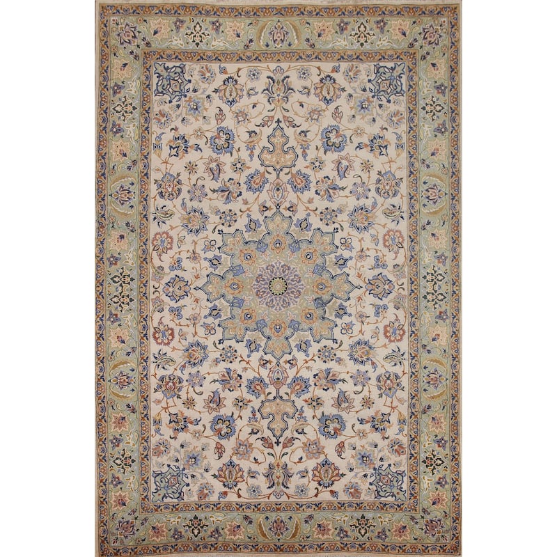 Hand Knotted Oriental 100% Wool Carpet Traditional Floral Beige & Ivories Najafabad Area Rug - 10' 9'' X 8' 2''