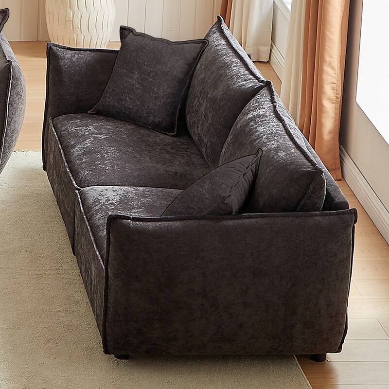 Modern Living Room Sectional, Black Fabric Sofa with Comfortable Seating and Easy Installation