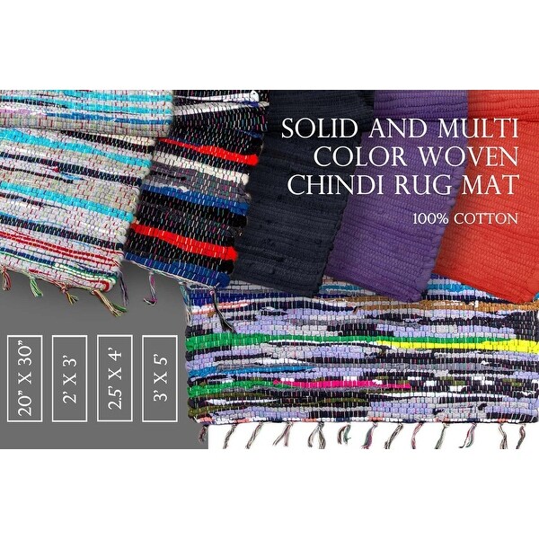 Shop Eco-Friendly Solid Color Woven Chindi Mat Area Rug in ...