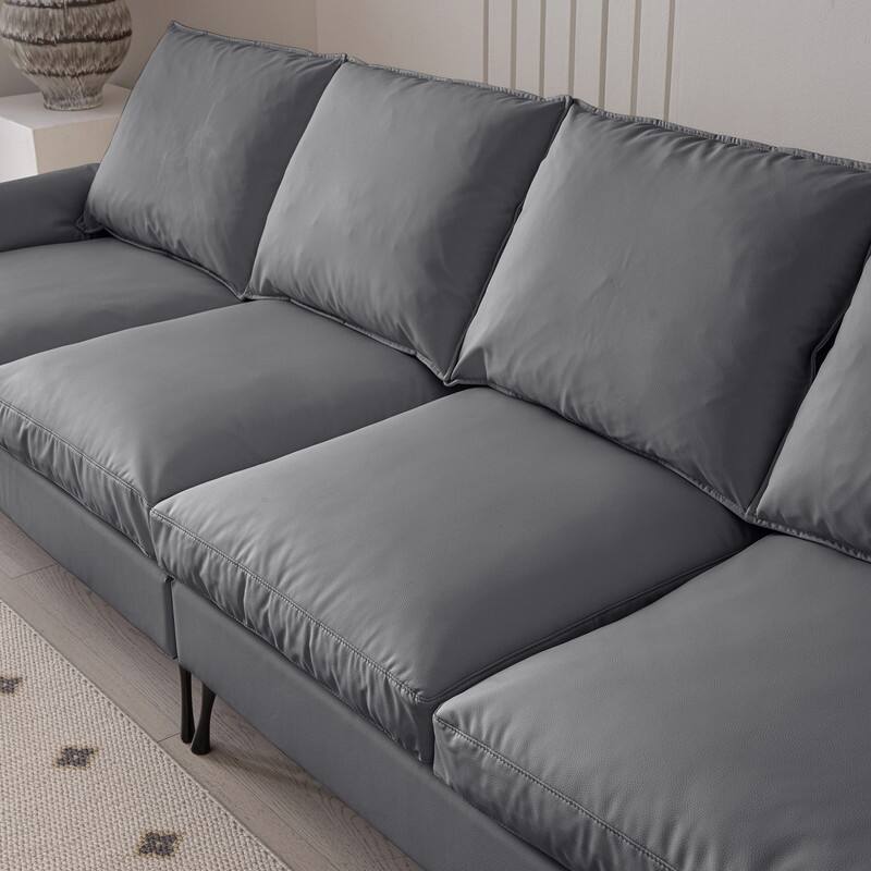 104.5" Modern Technical leather L Shaped Sofa with Convertible Ottoman,Living Room L Shaped Couch