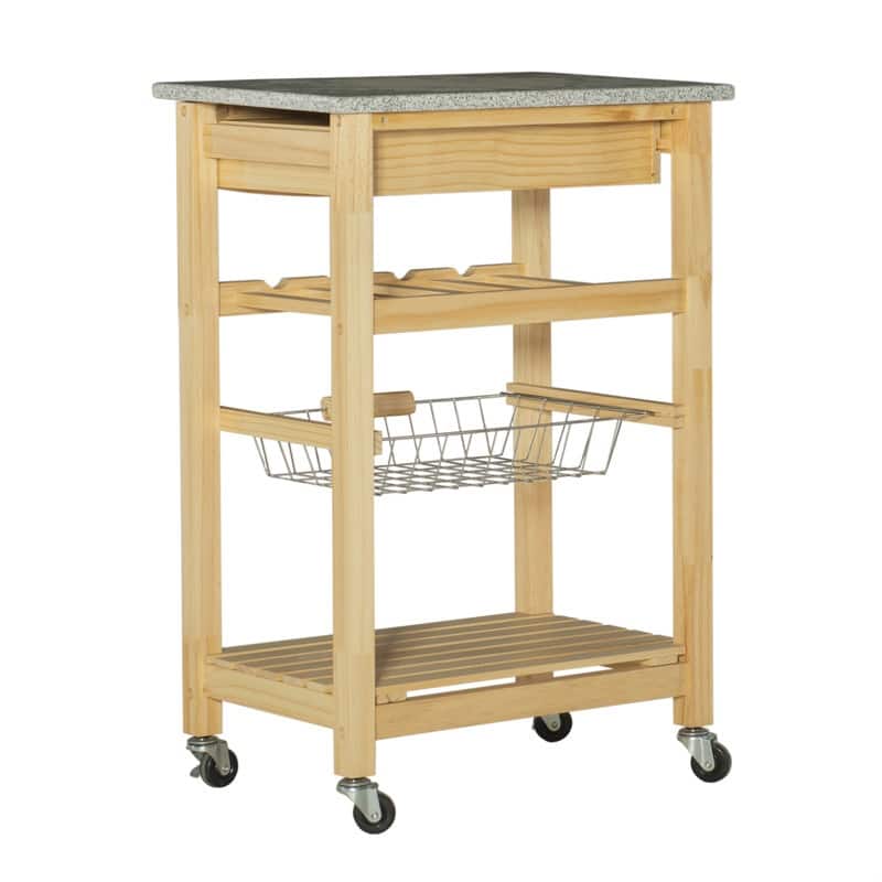 The Gray Barn Natural and Granite Top Island Cart