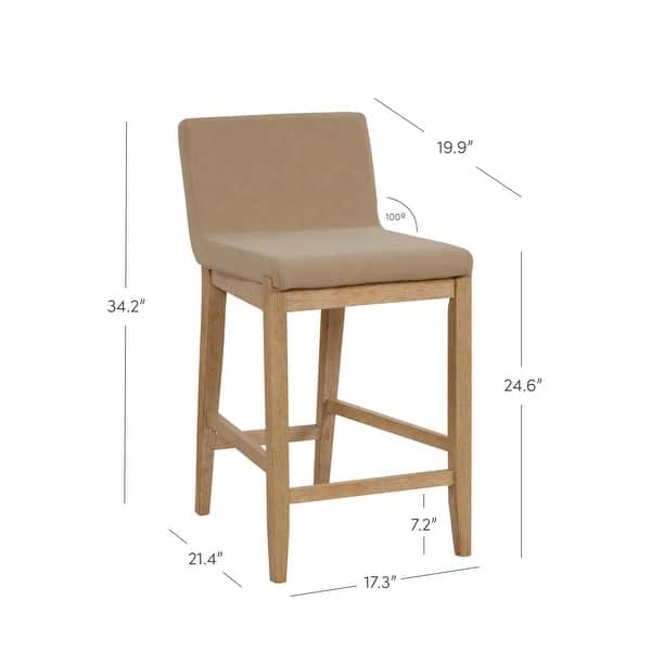 dimension image slide 2 of 11, Gracie Modern Bar Stool, Boucle Upholstered Chair and Brushed Wooden Legs