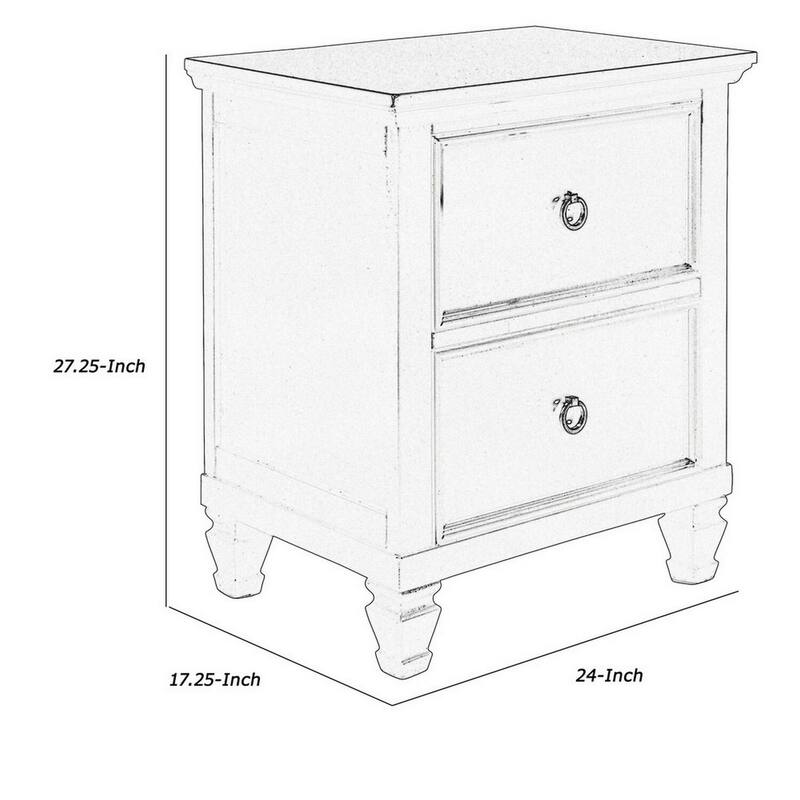 Black 2 Drawer 24 in. W Nightstand with Tapered Legs