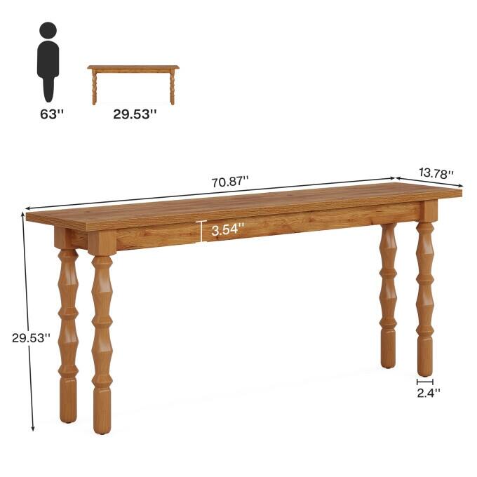 70.9 Inches Extra Long Console Table Narrow Sofa Table Behind Couch - 15.35" D x 70.86" W x 29.53" H