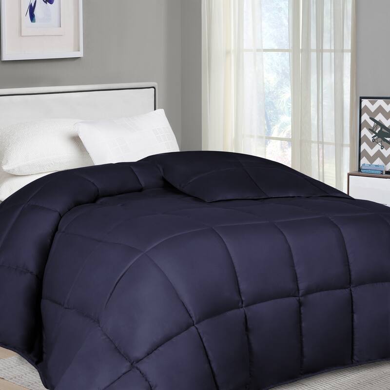 Superior Oversized All Season Down Alternative Reversible Comforter - King - Navy Blue