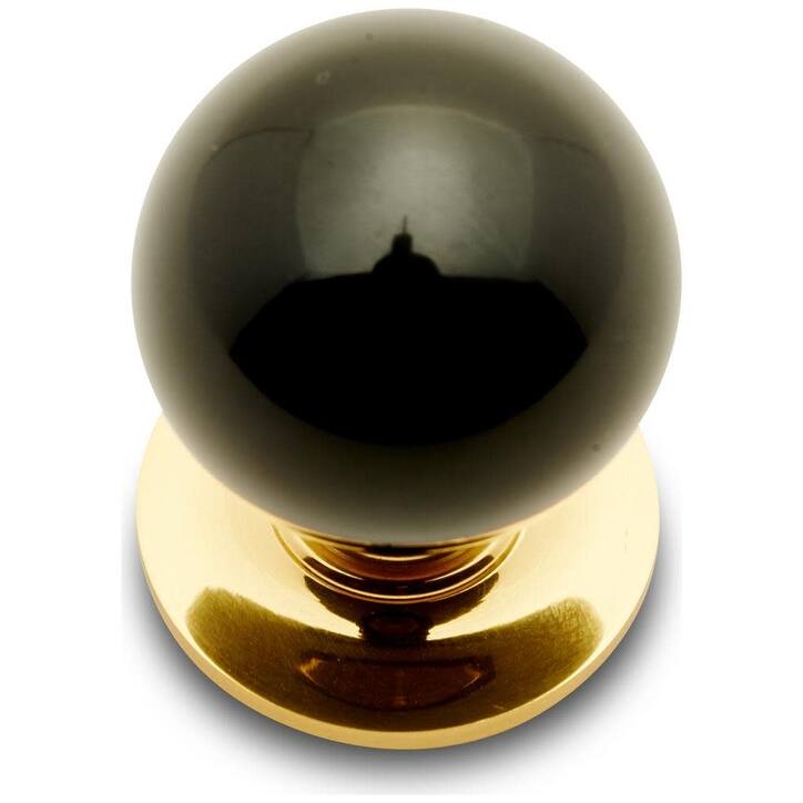 RK International CK-30-BALL-SM Porcelain 1-1/4" Round Ball Classic - Polished Brass / Black