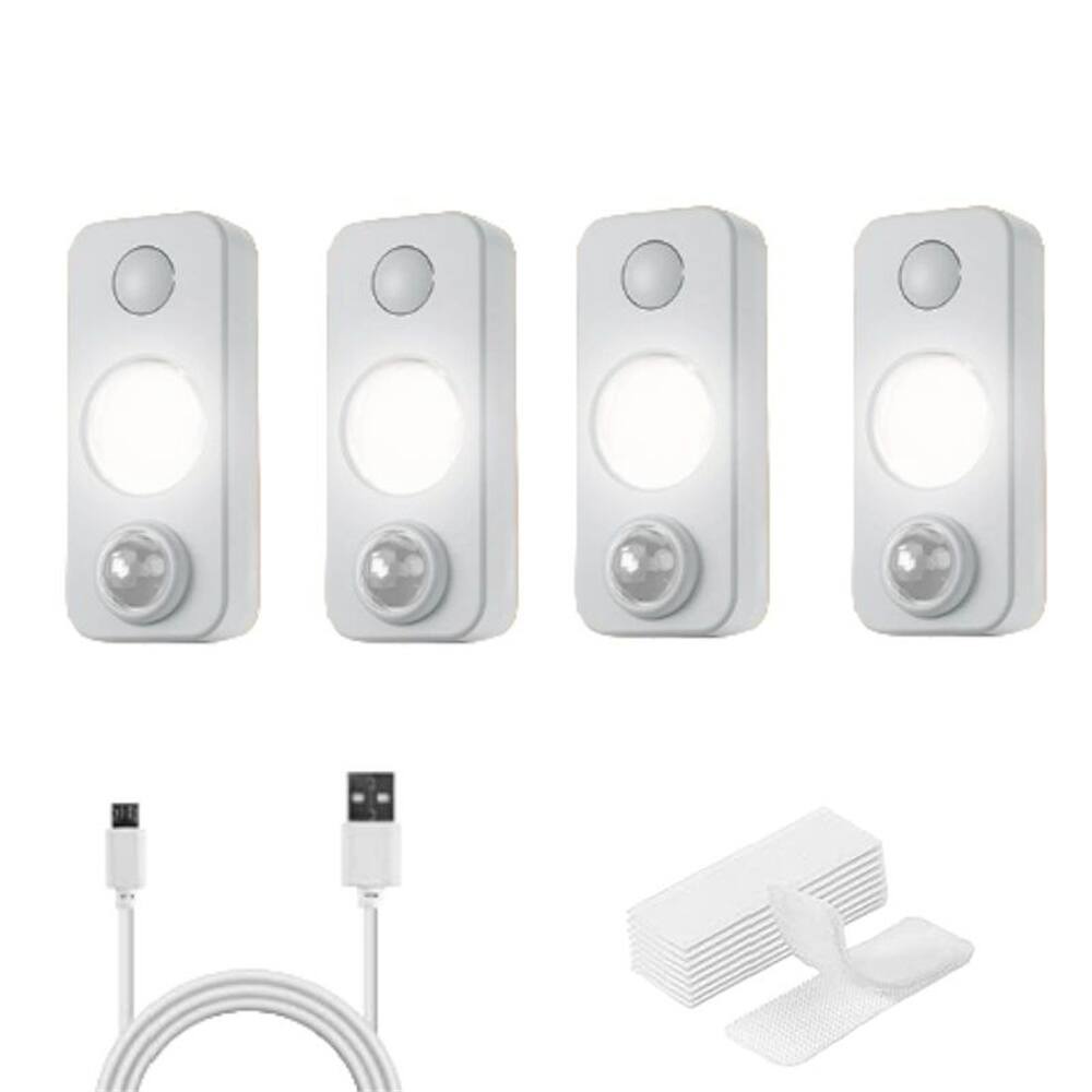 4-Pack Rechargeable Motion Sensor LED Lights,White Colors