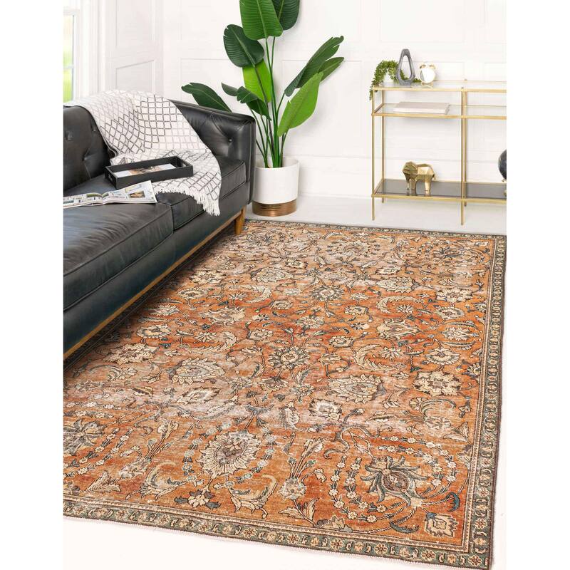 ECARPETGALLERY Hand-knotted Antalya Vintage Copper Wool Rug - 6'5 x 9'4